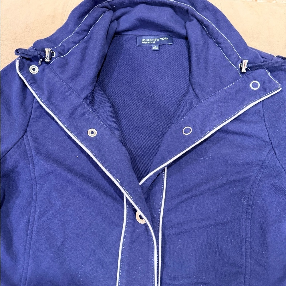 Jones New York Navy Utility Jacket with White Accents - Picture 3 of 13